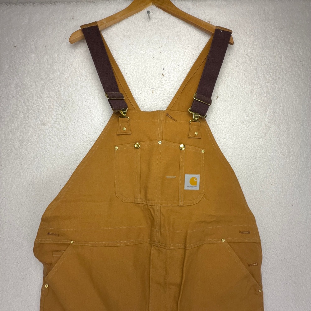 Carhartt Double Knees Duck Bibs Overalls Mens 46x30 R01 BRN Brown NWT NOS